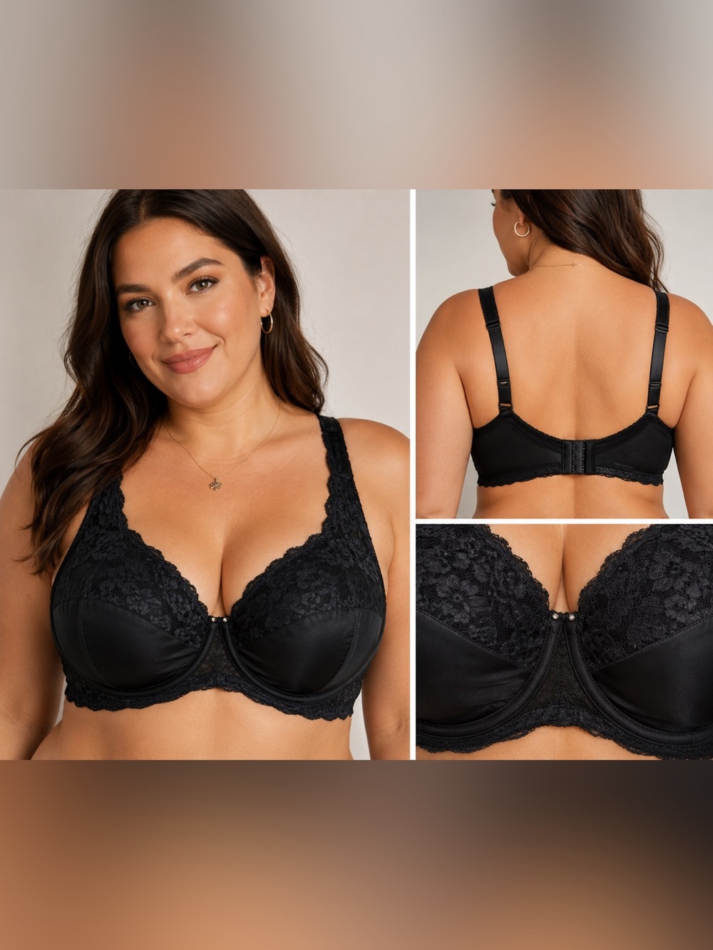 QT Intimates Black Lace Full Coverage Underwire Bra 42DD BNWT